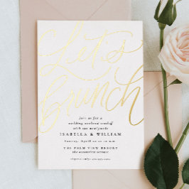 Invitación Con Relieve Metalizado Brunch oro manchado a mano tras boda