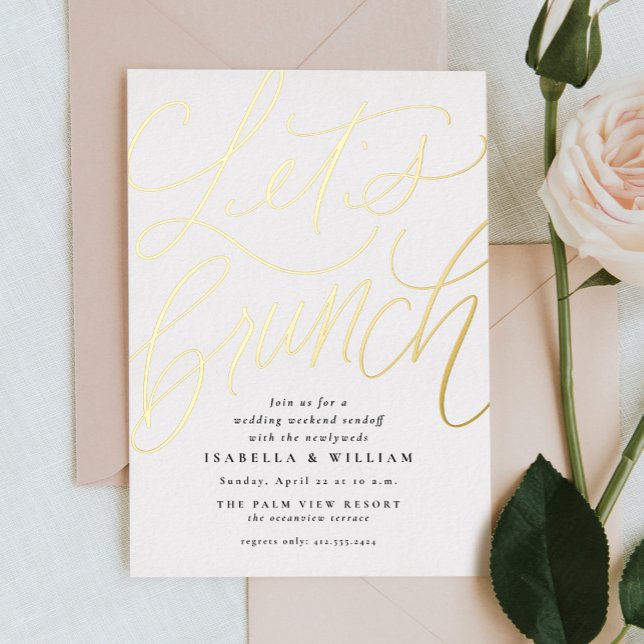 Invitación Con Relieve Metalizado Brunch oro manchado a mano tras boda (Subido por el creador)
