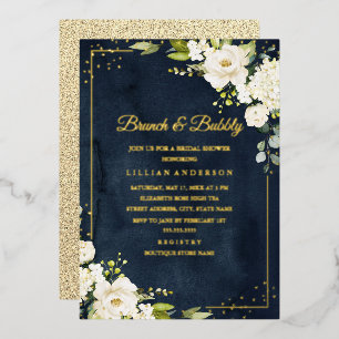 Invitación Con Relieve Metalizado Brunch y burbujas Desayuno nupcial con HOJA DE ORO