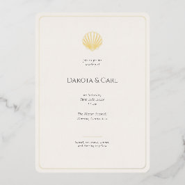 Invitación Con Relieve Metalizado Budget Gold Seashell All-in-One Wedding invitation