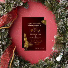Invitación Con Relieve Metalizado Burgundy & Glided Floral Elegant Wedding 
