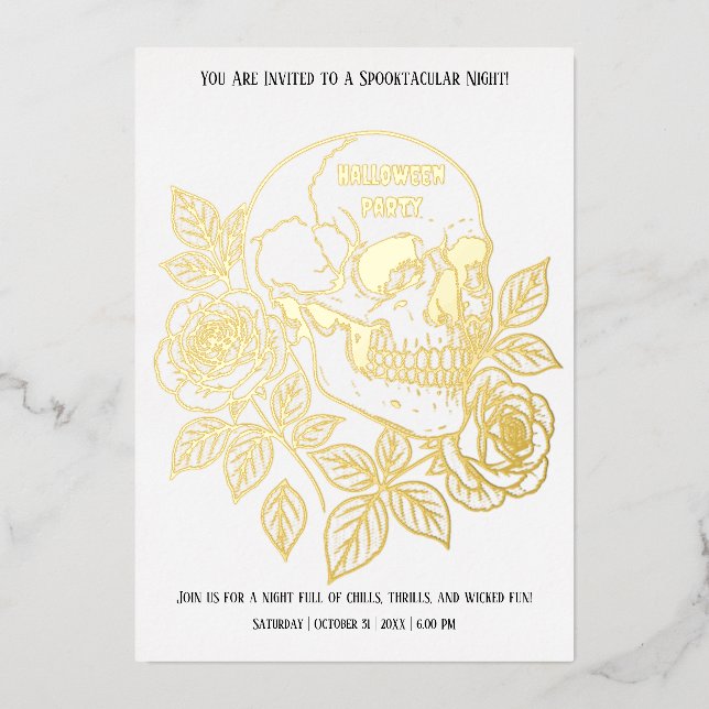 Invitación Con Relieve Metalizado Business Office Community Halloween Creepy Fiesta (Anverso)