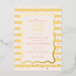 Invitación Con Relieve Metalizado Butter Cabana Fun Yellow Graduation Party