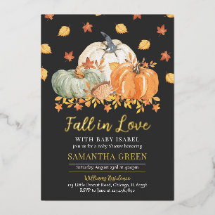 Invitación Con Relieve Metalizado Caer enamorada de Baby Baby Shower