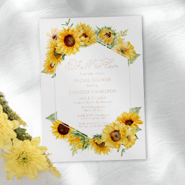 Invitación Con Relieve Metalizado Caer Enamorada Floral Girasol Bridal Shower Real