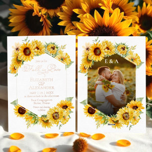 Invitación Con Relieve Metalizado Caída del otoño del girasol en el amor Boda Real