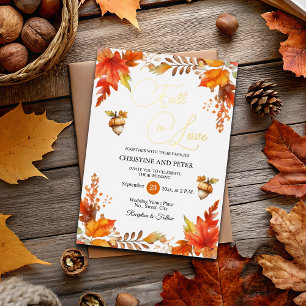 Invitación Con Relieve Metalizado Caída en el amor Elegante Boho Boda Floral Gold