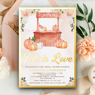 Invitación Con Relieve Metalizado Caída en el amor Mercadillo de Calabaza