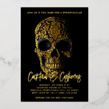 Calavera de azúcar dorada Día de los Muertos Hallo