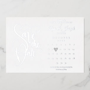 Invitación Con Relieve Metalizado Calendario de fecha de guardado del 25º aniversari