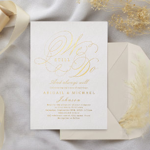 Invitación Con Relieve Metalizado Caligrafía clásica elegante de oro que TODAVÍA HAC