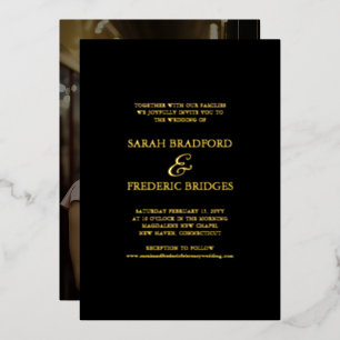 Invitación Con Relieve Metalizado Caligrafía de escritura moderna Boda de fotografía