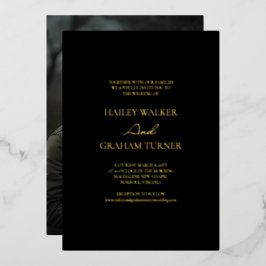 Invitación Con Relieve Metalizado Caligrafía de guión clásico Boda de fotografía neg
