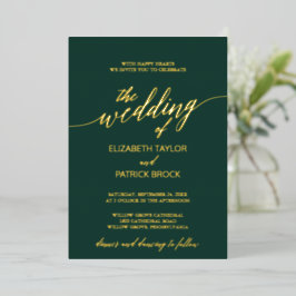 Invitación Con Relieve Metalizado Caligrafía elegante con lámina dorada | Boda esmer