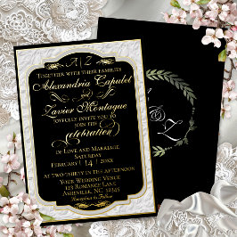 Invitación Con Relieve Metalizado Caligrafía elegante con relieve falso - Blanco/Neg