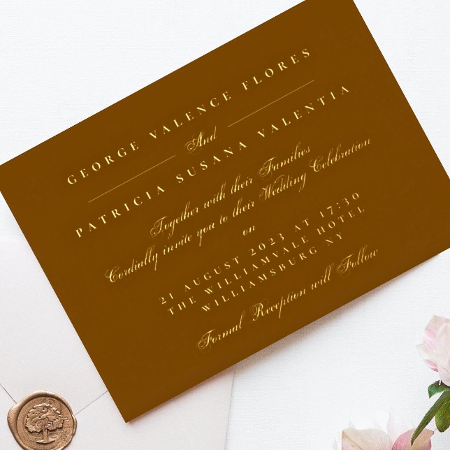 Invitación Con Relieve Metalizado Caligrafía formal de Terracota Presada con Oro Ele (Subido por el creador)