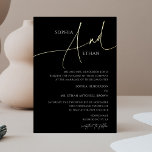 Invitación Con Relieve Metalizado Caligrafía minimalista Boda negro formal<br><div class="desc">Presentamos una encantadora invitación a la boda que armoniza la elegancia atemporal con el refinamiento contemporáneo. Los nombres de la pareja ocupan el centro del escenario con un sofisticado y clásico tipo de letra serif, exudando un aire de gracia y tradición. La riqueza del negro proporciona un telón de fondo...</div>