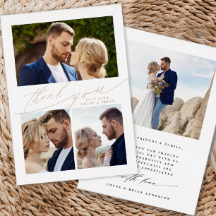 Invitación Con Relieve Metalizado Caligrafía moderna boho 4 agradecimiento de boda c