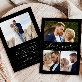 Invitación Con Relieve Metalizado Caligrafía moderna boho chic 4 Foto agradecimiento