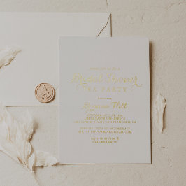 Invitación Con Relieve Metalizado Caligrafía moderna Bridal Shower Tea Fiesta Gold