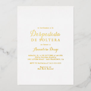 Invitación Con Relieve Metalizado Caligrafía moderna Despedida de Soltera Gold