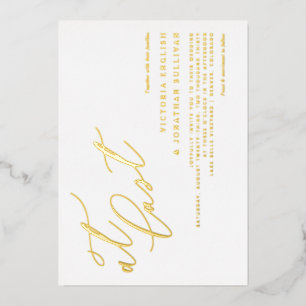 Invitación Con Relieve Metalizado Caligrafía moderna en el último Boda