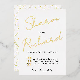 Invitación Con Relieve Metalizado Caligrafía moderna en oro para boda