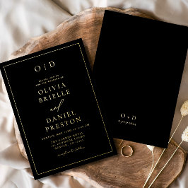 Invitación Con Relieve Metalizado Caligrafía moderna minimalista Boda blanco negro