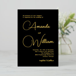 Invitación Con Relieve Metalizado Caligrafía moderna simple