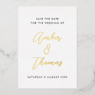 Invitación Con Relieve Metalizado Caligrafía moderna simple para guardar la fecha en