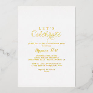 Invitación Con Relieve Metalizado Caligrafía moderna Vamos a celebrar la fiesta de o