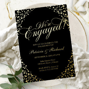 Invitación Con Relieve Metalizado Caligrafía Nos hemos comprometido Fiesta de compro