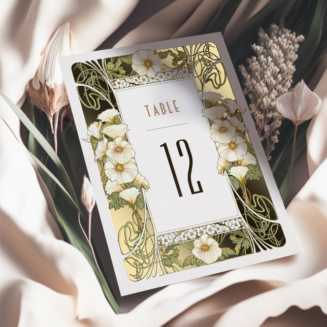Invitación Con Relieve Metalizado Calla Lily Table Números Art Nouveau Mucha (Subido por el creador)
