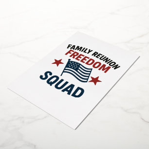 Invitación Con Relieve Metalizado Camiseta de Reunión Familiar Freedom Squad - Patri