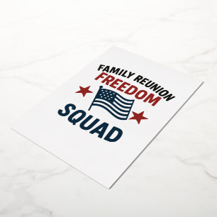 Invitación Con Relieve Metalizado Camiseta de Reunión Familiar Freedom Squad - Patri