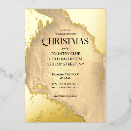Invitación Con Relieve Metalizado Cany Cane Christmas Holiday Gold Texture
