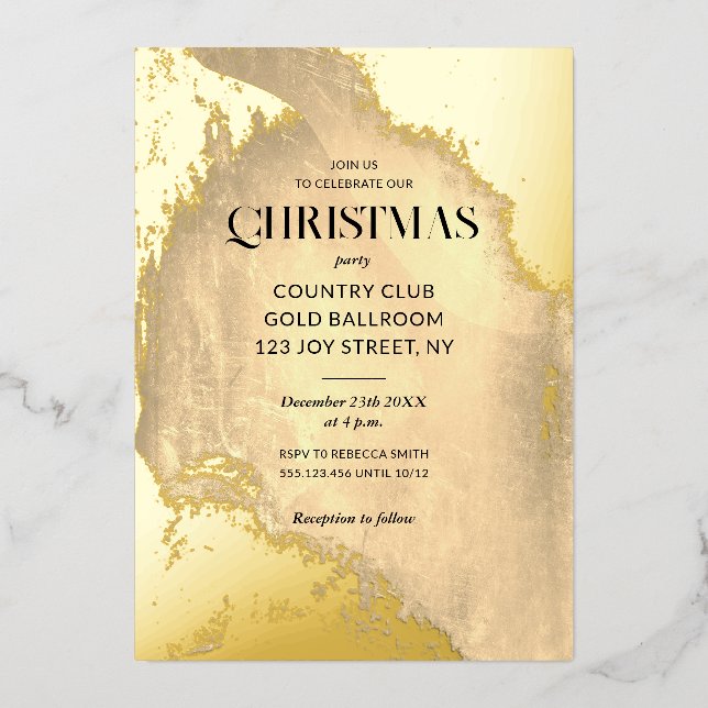 Invitación Con Relieve Metalizado Cany Cane Christmas Holiday Gold Texture (Anverso)