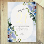 Invitación Con Relieve Metalizado Capítulo 21 Blue Floral 21st Birthday Gold<br><div class="desc">Celebra tu cumpleaños 21 con estilo con esta bella invitación floral azul. Con un diseño floral moderno, esta invitación hará las delicias de sus huéspedes. La tarjeta está impresa en un Relieve metalizado de oro clásico, lo que garantiza un aspecto y un toque de gama alta. Haga de su celebración...</div>