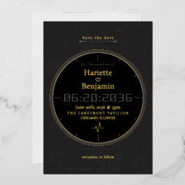 Invitación Con Relieve Metalizado Cara de reloj deportivo elegante