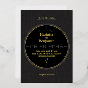 Invitación Con Relieve Metalizado Cara de reloj deportivo elegante