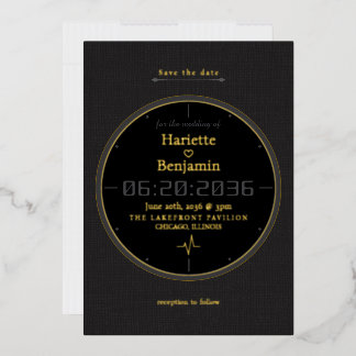 Invitación Con Relieve Metalizado Cara de reloj deportivo elegante