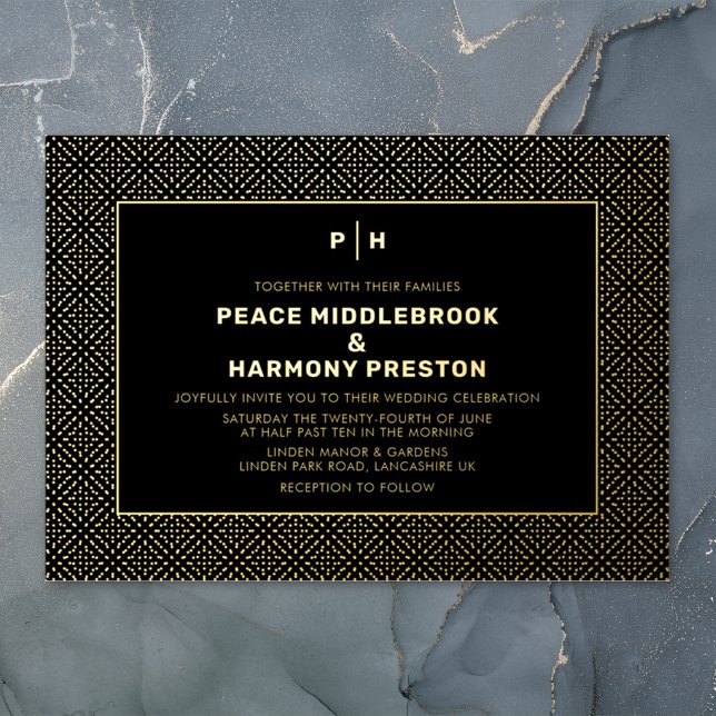 Invitación Con Relieve Metalizado Carnaby Confetti Gold Black Boda (Subido por el creador)