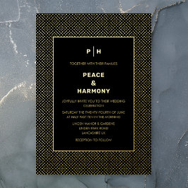 Invitación Con Relieve Metalizado Carnaby Confetti Gold Black Boda