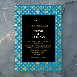 Invitación Con Relieve Metalizado Carnaby Confetti Gold Blue Boda