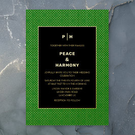 Invitación Con Relieve Metalizado Carnaby Confetti Gold Green Boda