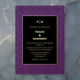 Invitación Con Relieve Metalizado Carnaby Confetti Gold Purple Black Boda