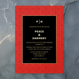 Invitación Con Relieve Metalizado Carnaby Confetti Gold Red Black Boda