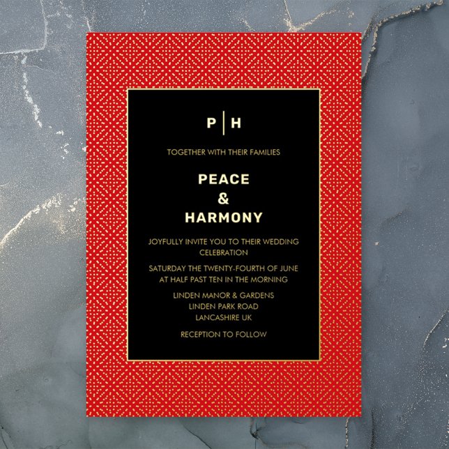 Invitación Con Relieve Metalizado Carnaby Confetti Gold Red Black Boda (Subido por el creador)