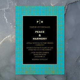 Invitación Con Relieve Metalizado Carnaby Confetti Gold Turquoise Black Boda
