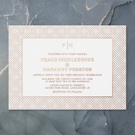 Invitación Con Relieve Metalizado Carnaby Confetti Rosa Boda Blanco Oro